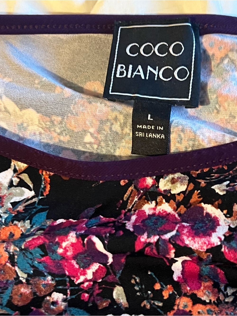 Coco Bianco Black Chemise with Pink, Purple & Teal Floral Print
